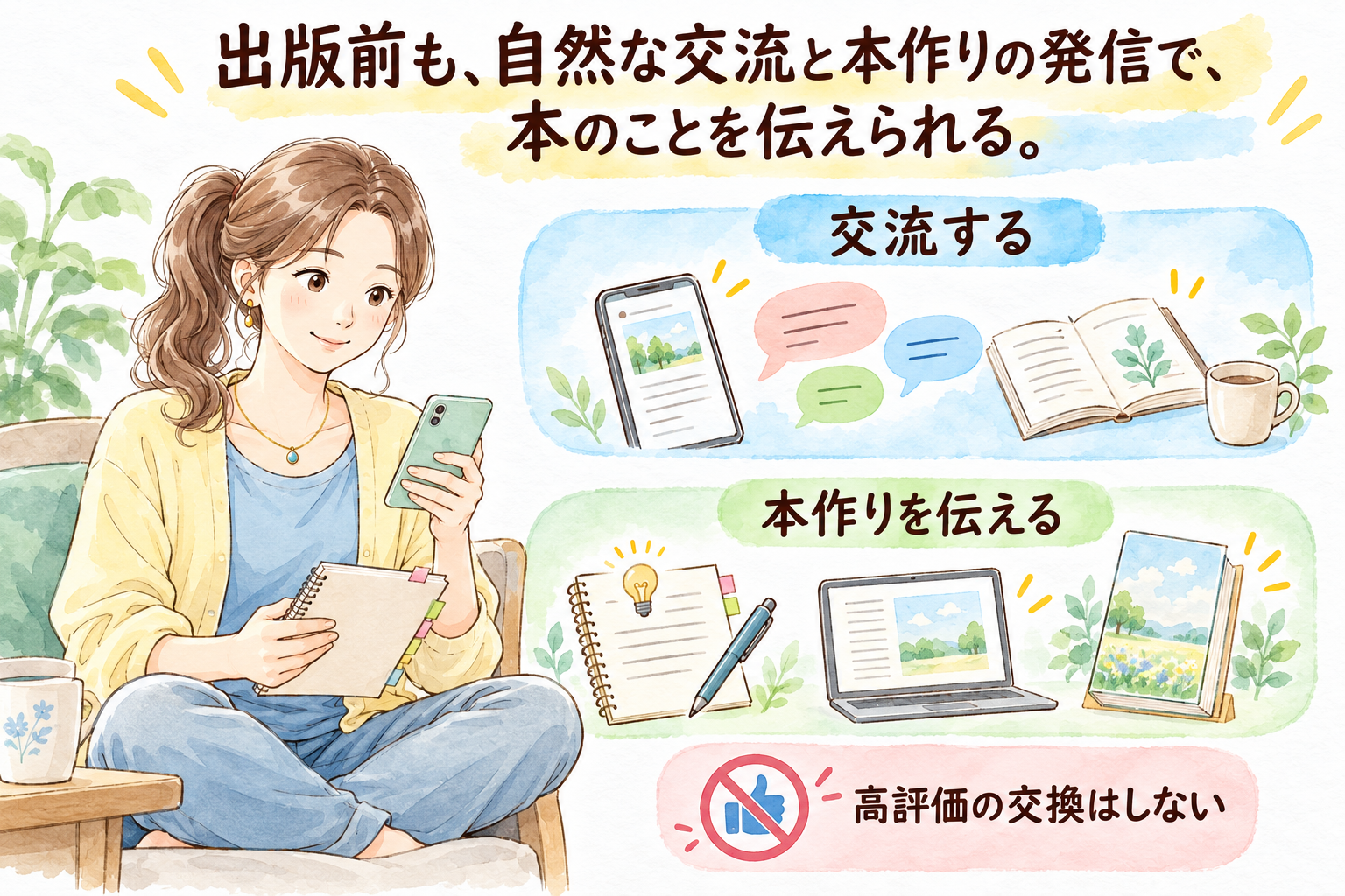 出版前も、自然な交流と本作りの発信で、本のことを伝えられる。