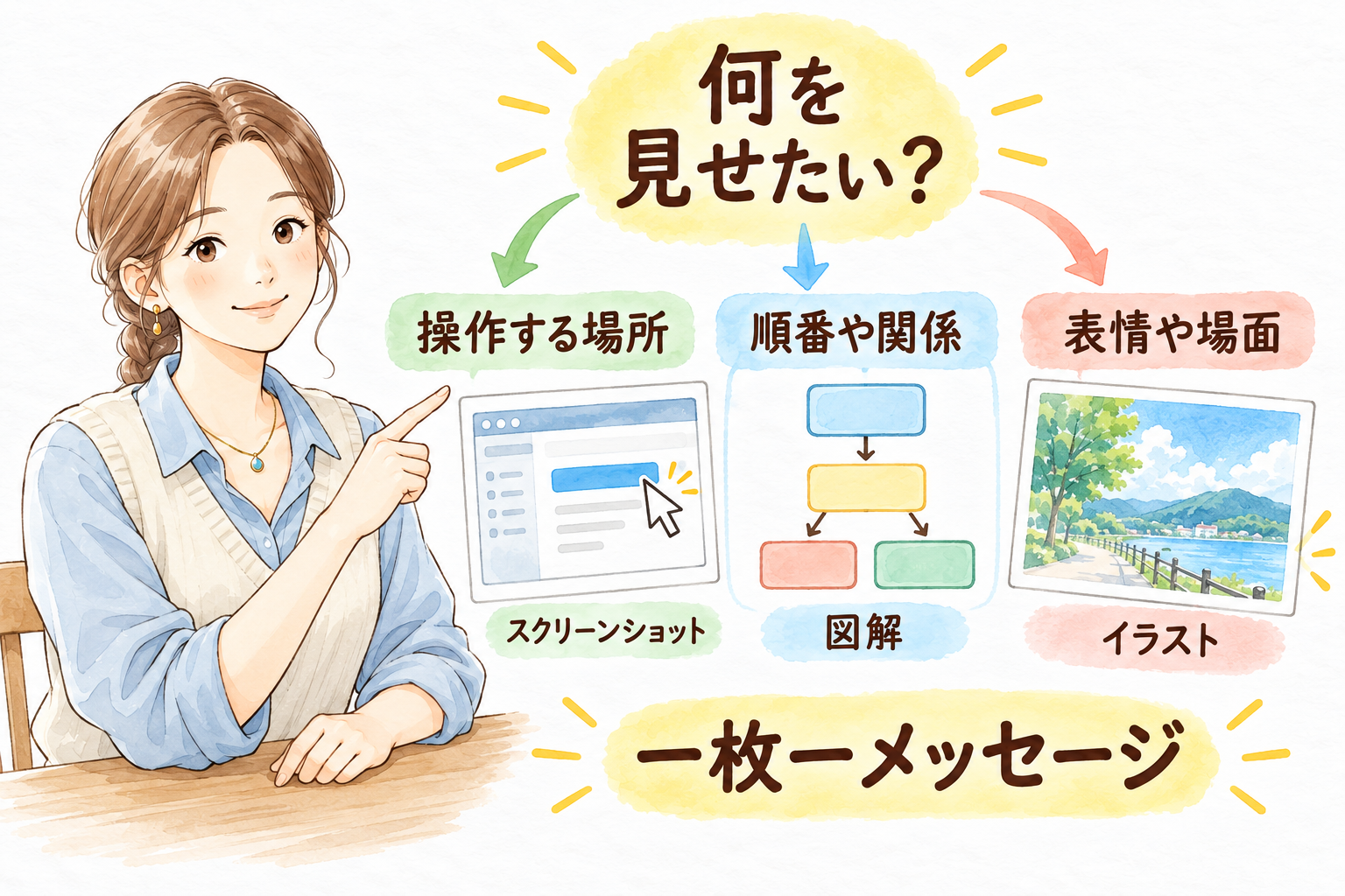 画像は、見せたい内容に合わせて選び、一枚で伝えることを一つに絞る。